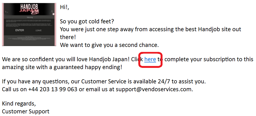 E-mail from HandJob Japan (English)