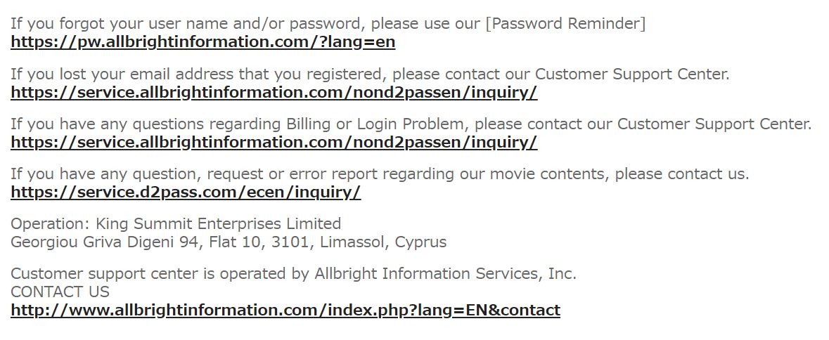 Contact page on H0930