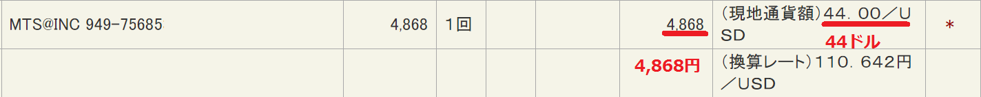 HanimeZの1か月会員料金クレジットカード明細