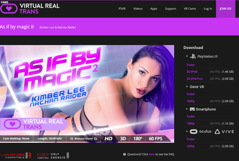 VirtualRealTrans video page