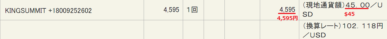 女体のしんぴの1か月会員料金の明細書